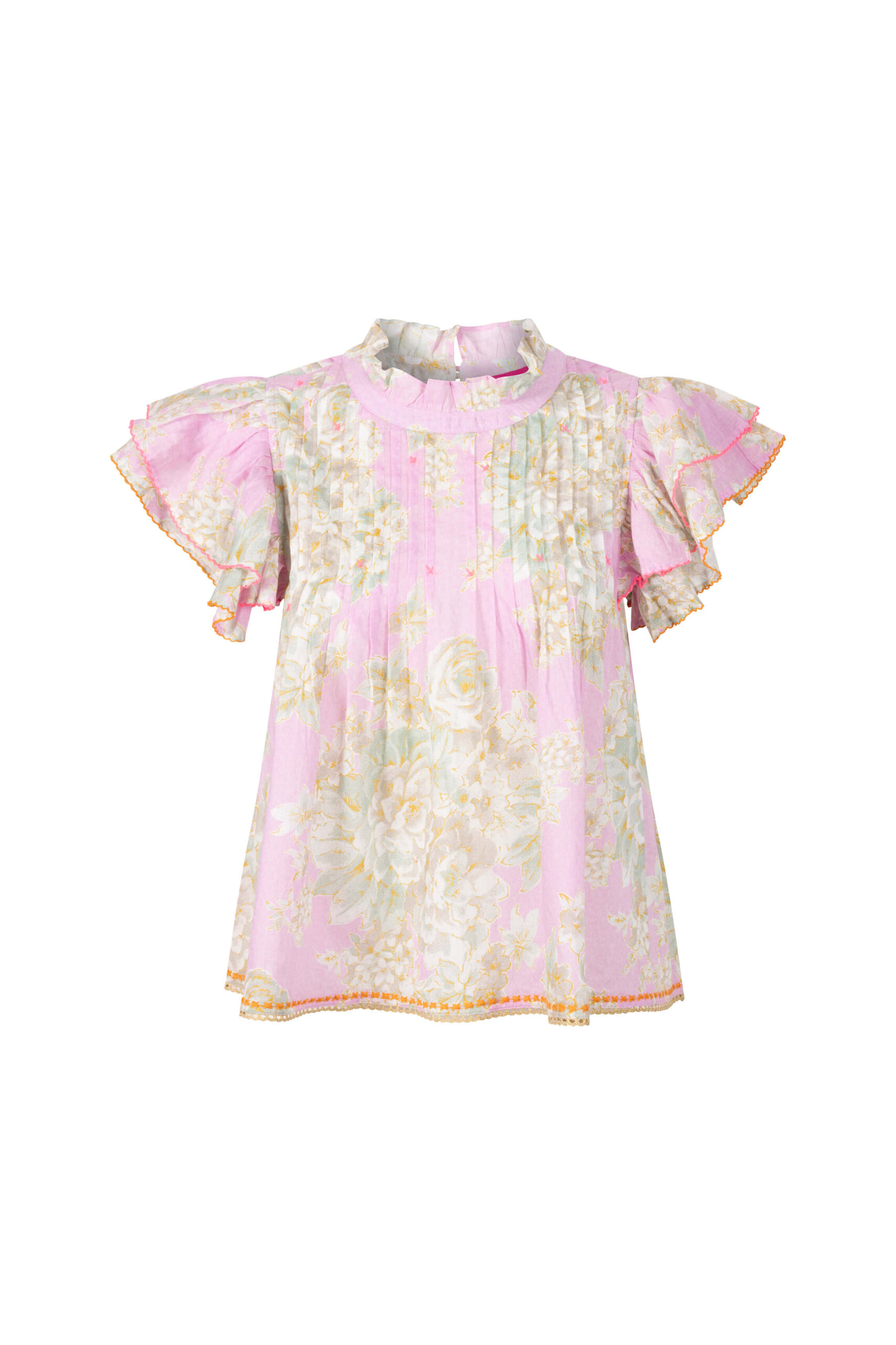 Pink Blossom Ruffle Sleeve Blouse
